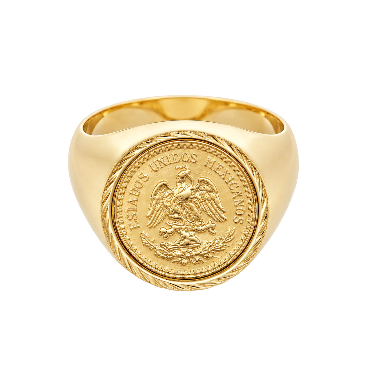 Anel em Ouro 19kl com Moeda 2.5 Pesos Mexicanos em Ouro 22kl (T27)