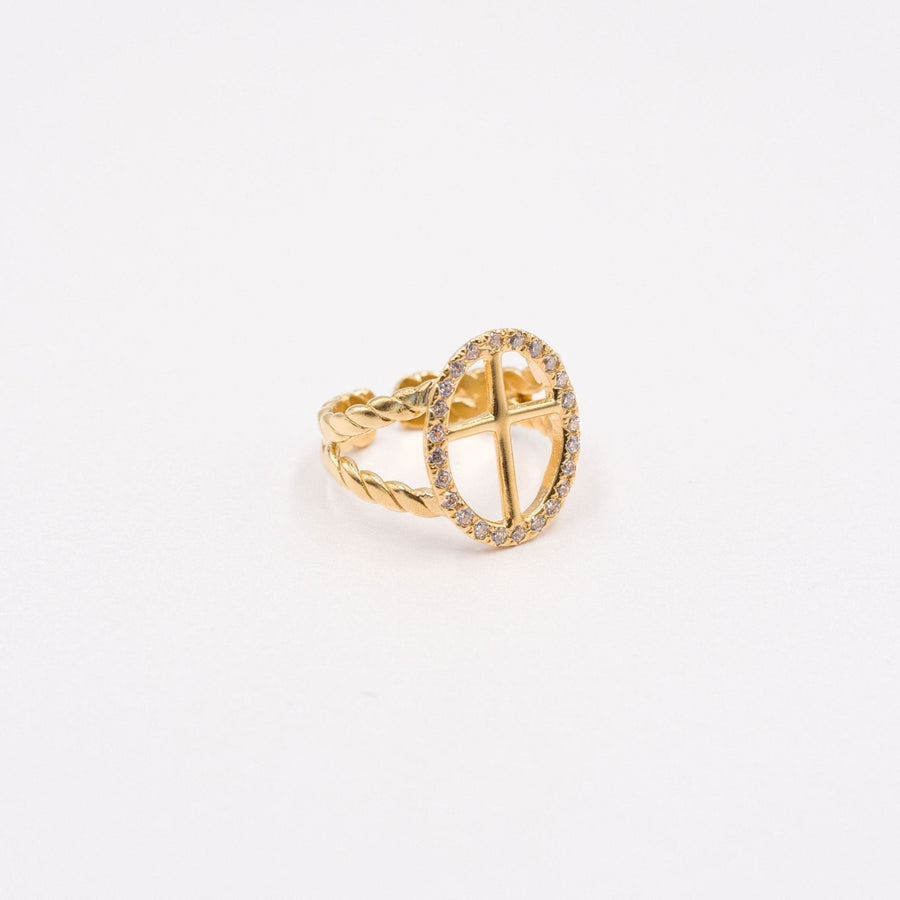 Anillo de plata Cross Believe con corazón y circonia - Gold Store Premium