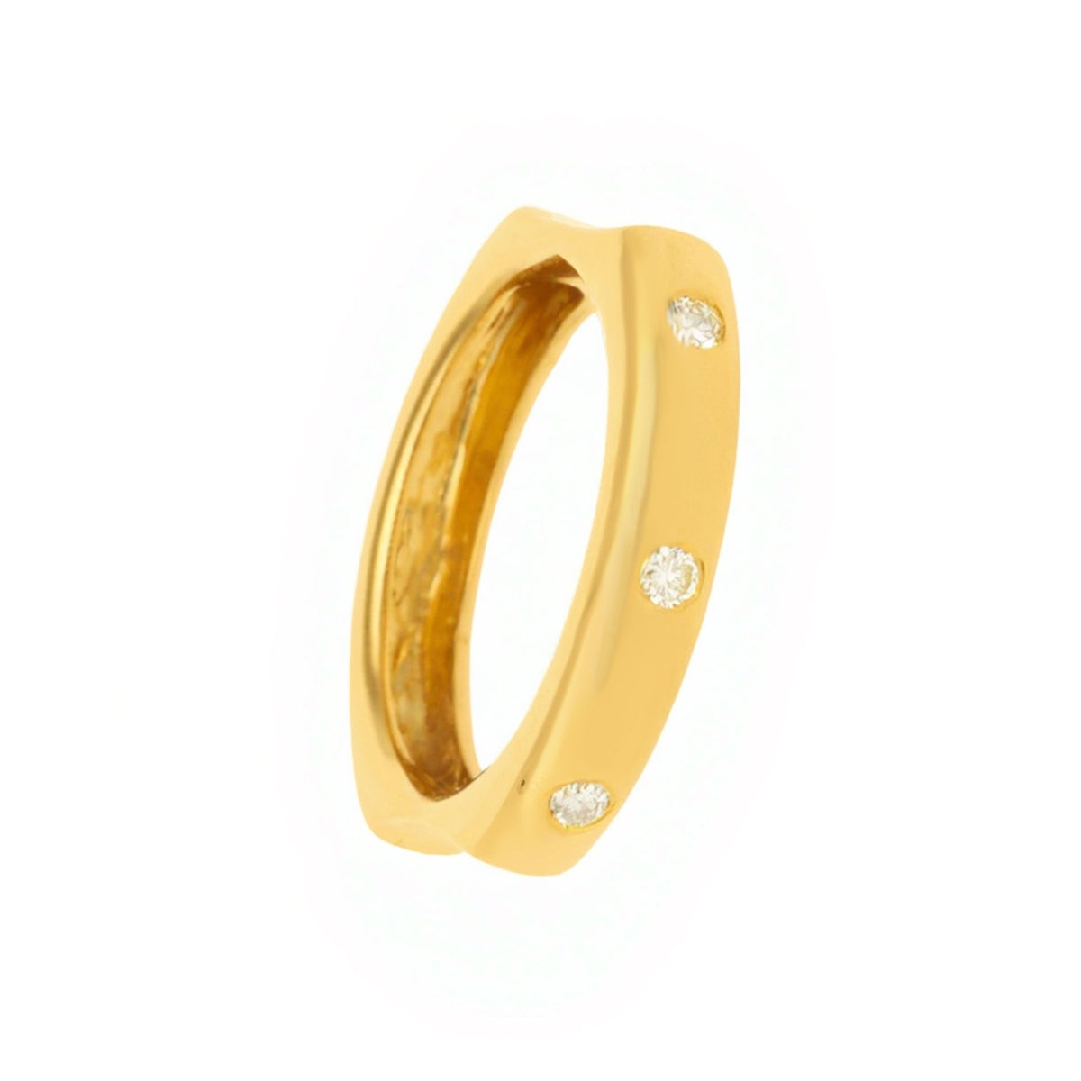 Anillo de oro tallado de 19kl con diamantes (T14) - Gold Shop