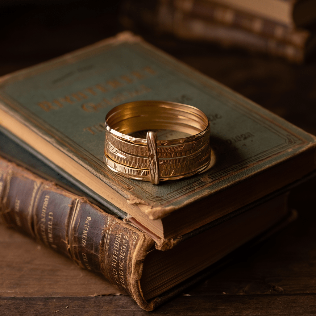 Anel Sete Escravas em Ouro 19kl com Aros Lapidados (T15) - Loja do Ouro