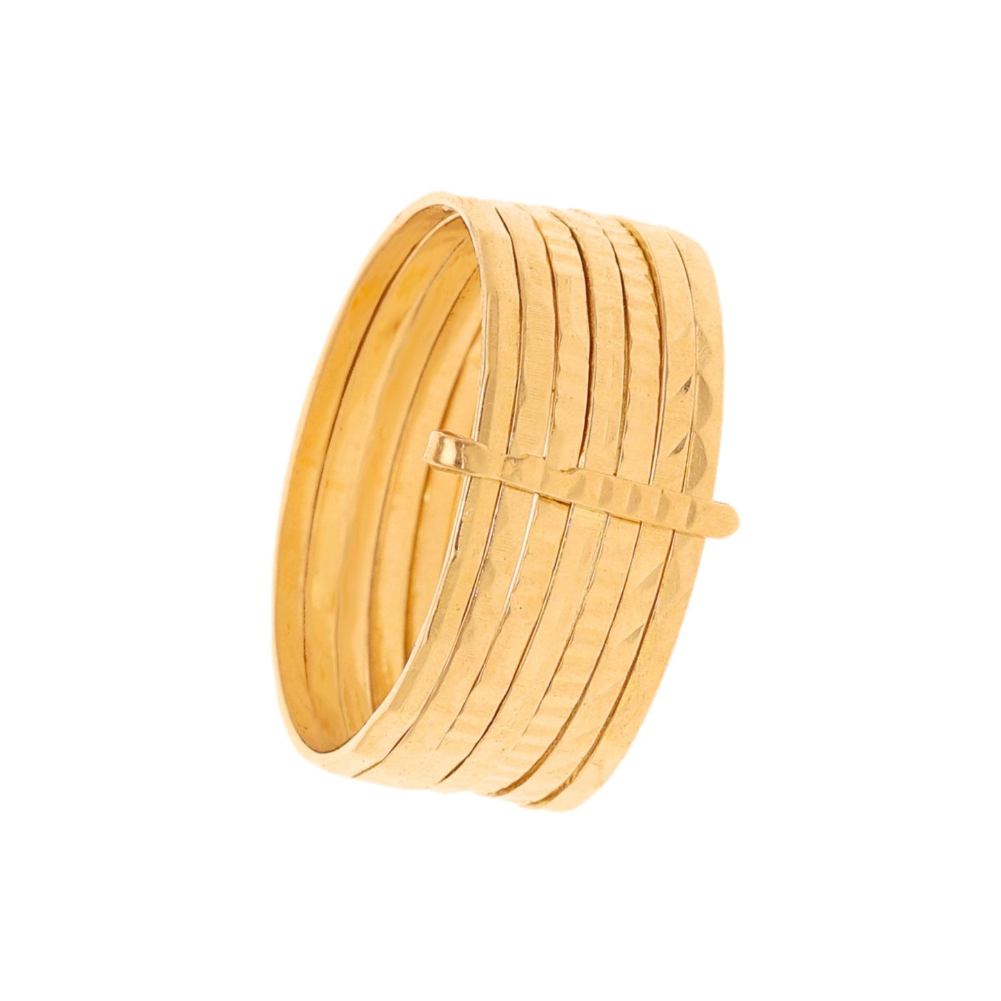 Anel Sete Escravas em Ouro 19kl com Aros Lapidados (T15) - Loja do Ouro