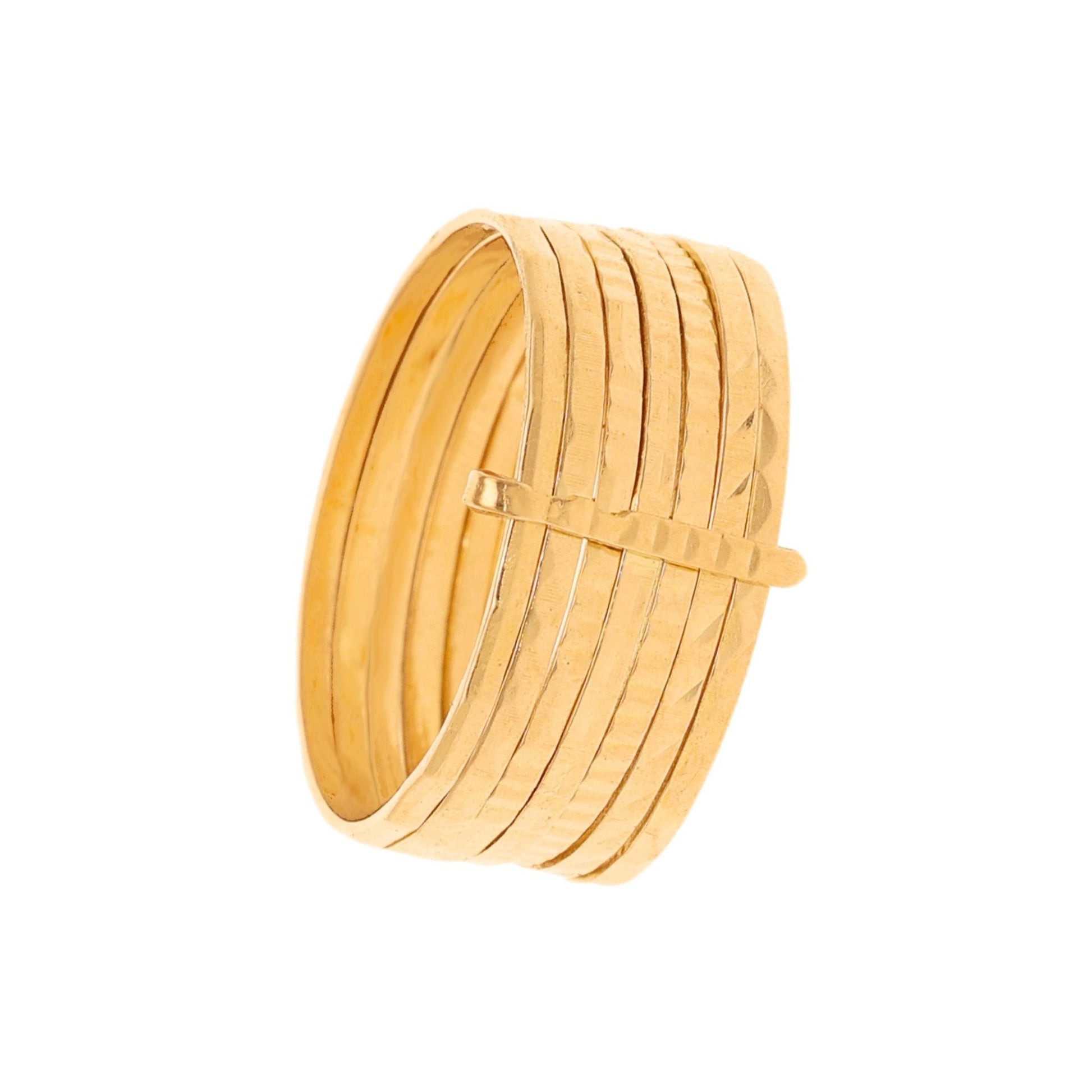 Anel Sete Escravas em Ouro 19kl com Aros Lapidados (T15) - Loja do Ouro