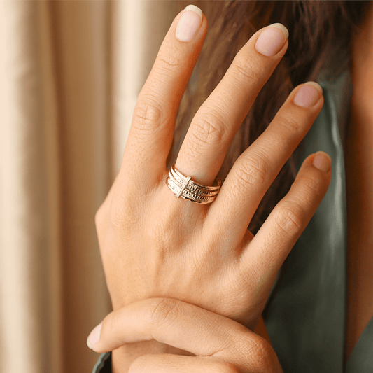 Anel Sete Escravas em Ouro 19kl com Aros Lapidados (T23) - Loja do Ouro