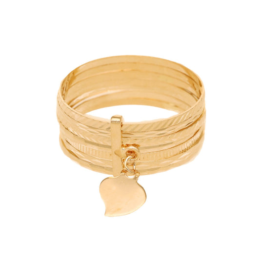 Anel Sete Escravas em Ouro 19kl com Coração (T25) - Loja do Ouro