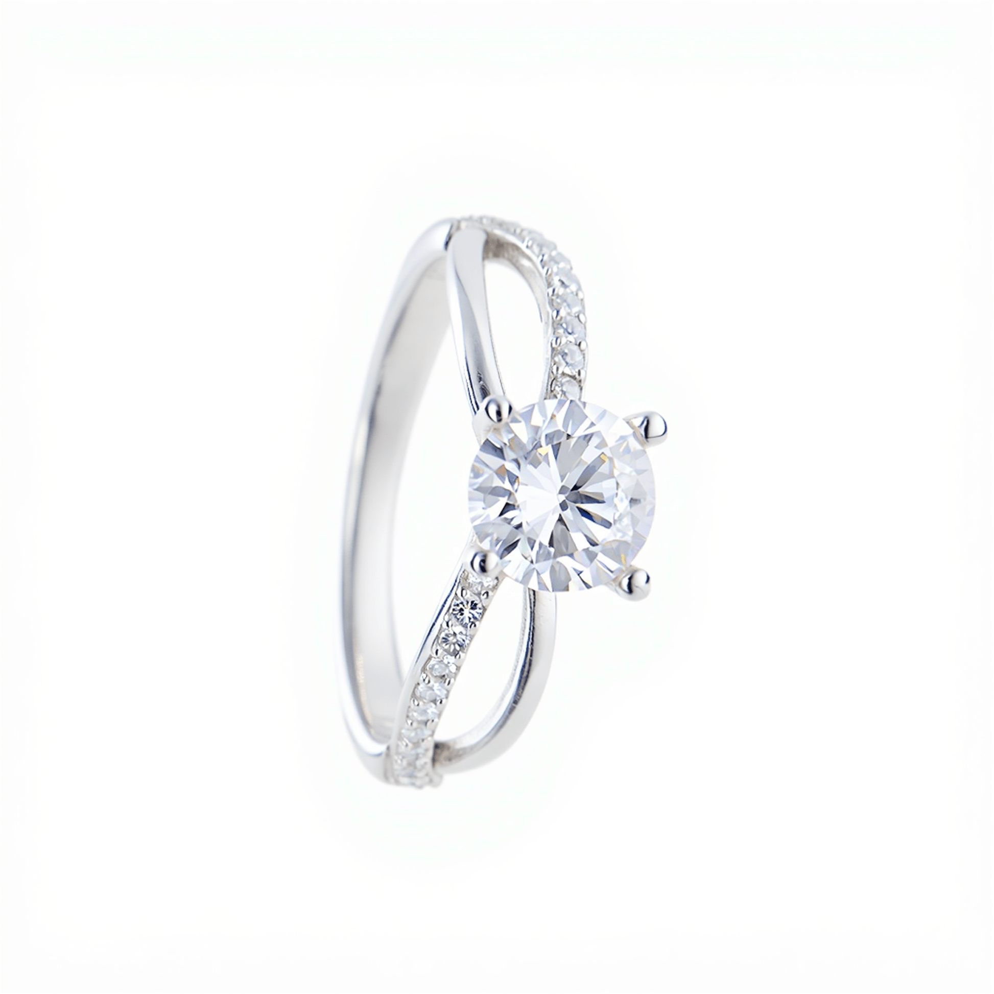 Anel Solitário Anabela em Prata com Zircónias (6mm) - Loja do Ouro