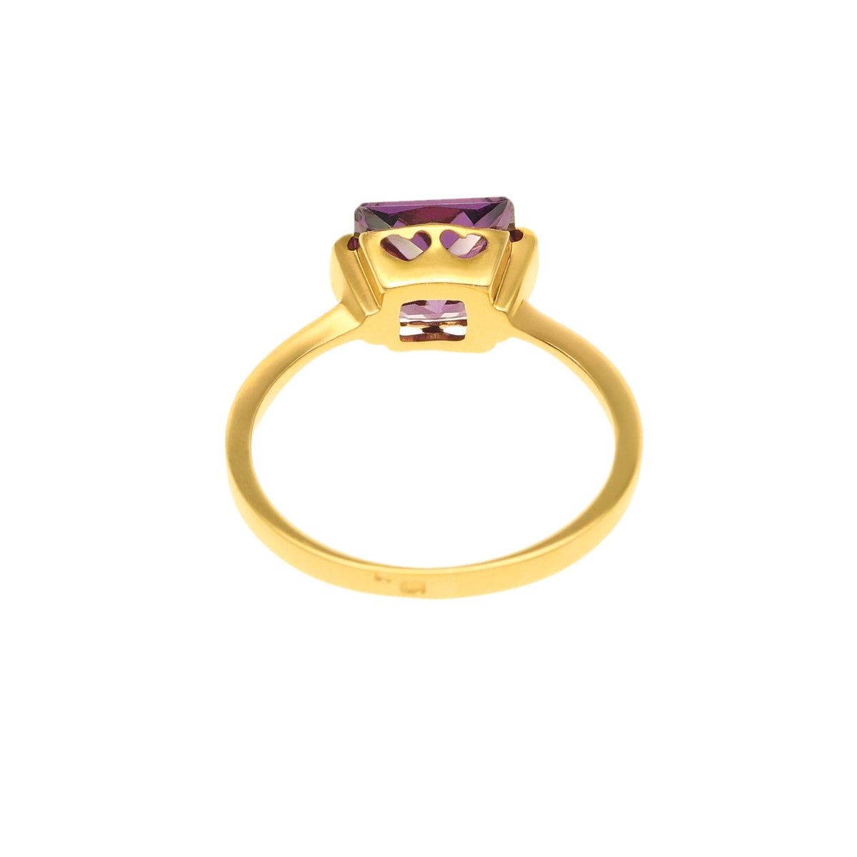 Anillo de solitario en oro 19kl con piedra cuadrada morada (T15) - Gold Store Premium