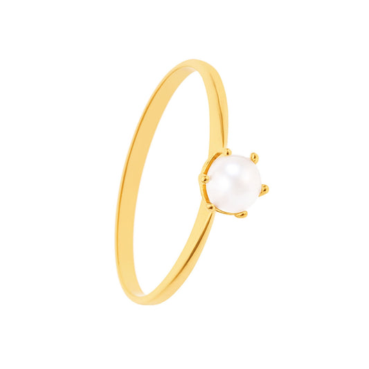Anel Solitário em Ouro 19kl com Pérola (T19) - Loja do Ouro