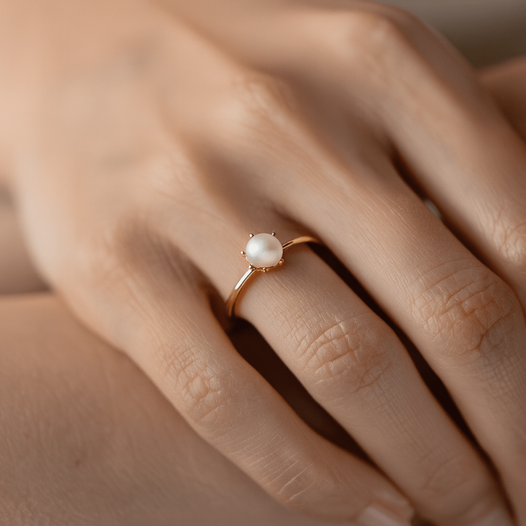 Anel Solitário em Ouro 19kl com Pérola (T19) - Loja do Ouro