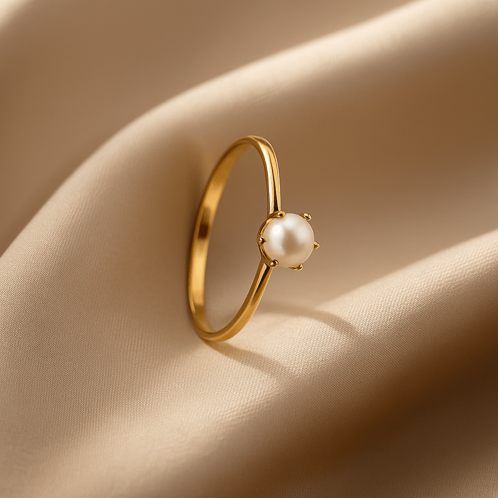 Anel Solitário em Ouro 19kl com Pérola (T19) - Loja do Ouro