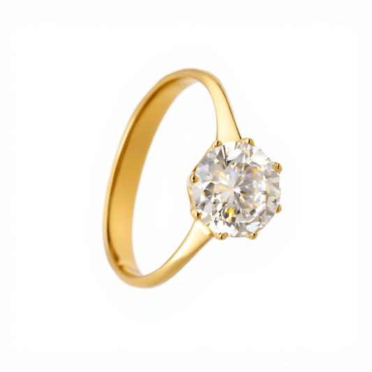Anel Solitário em Ouro 19kl com Zircão (T15) - Loja do Ouro
