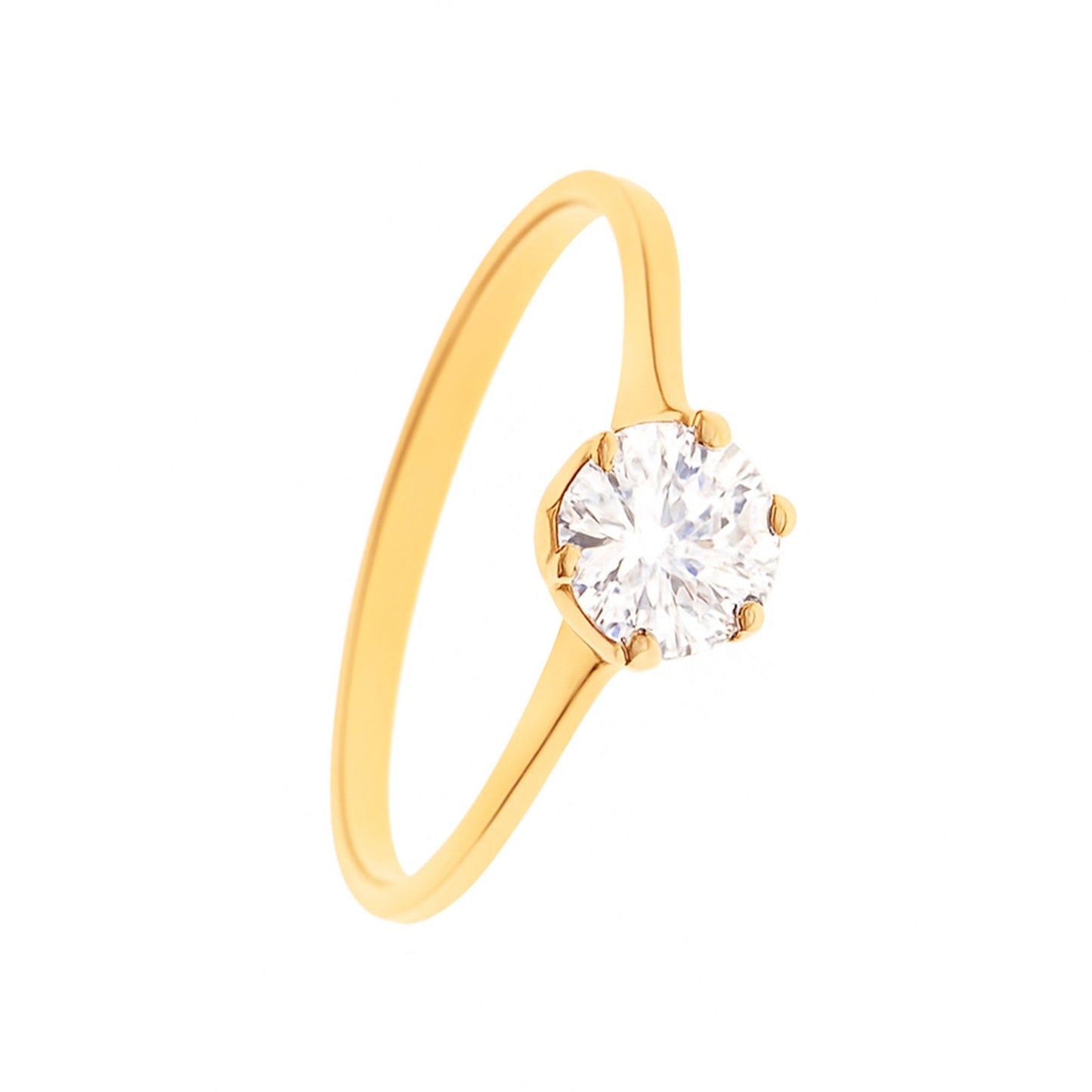 Anel Solitário em Ouro 19kl com Zircónia (T12) - Loja do Ouro