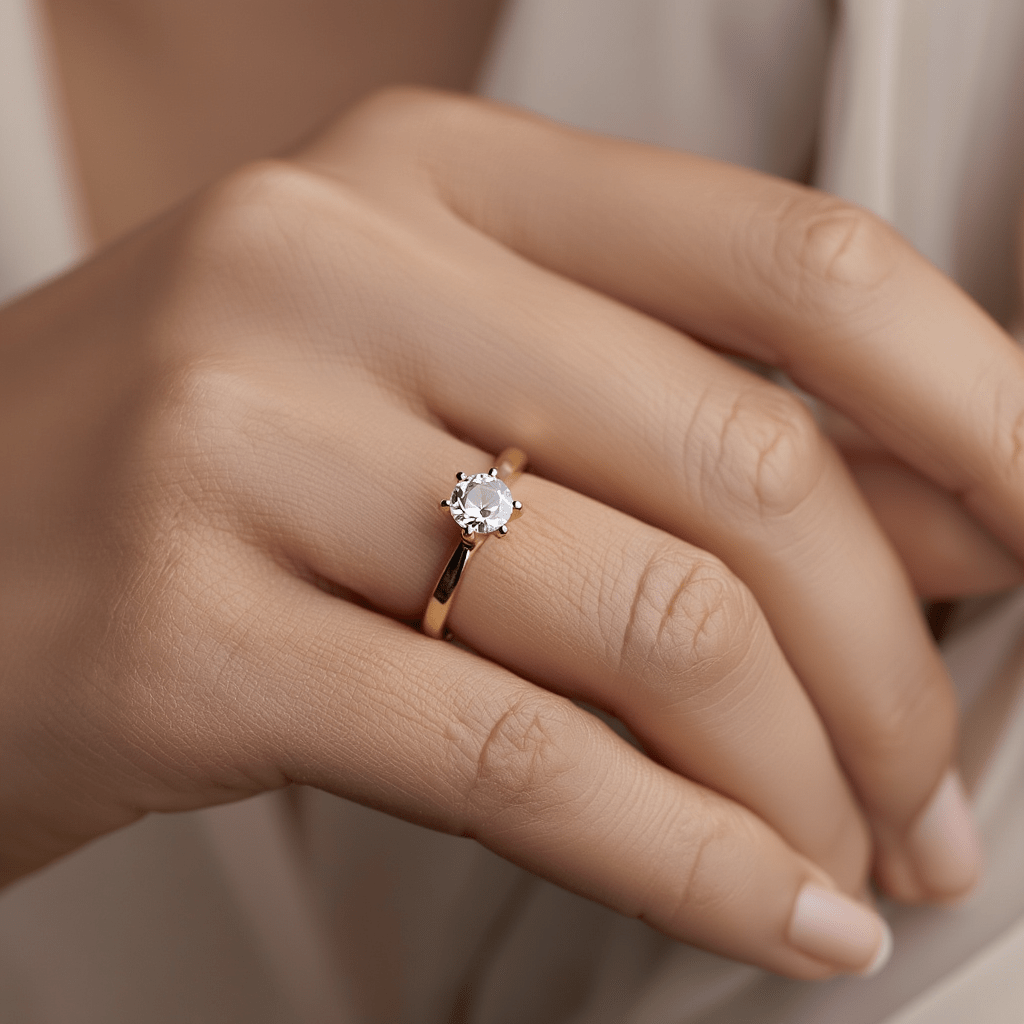 Anel Solitário em Ouro 19kl com Zircónia (T12) - Loja do Ouro