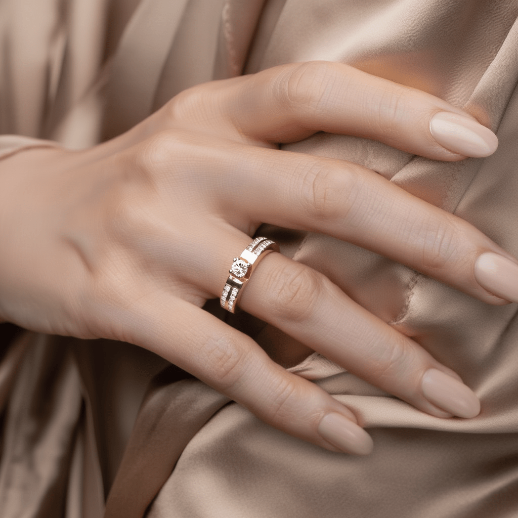 Anel Solitário em Ouro 19kl com Zircónias (T16) - Loja do Ouro