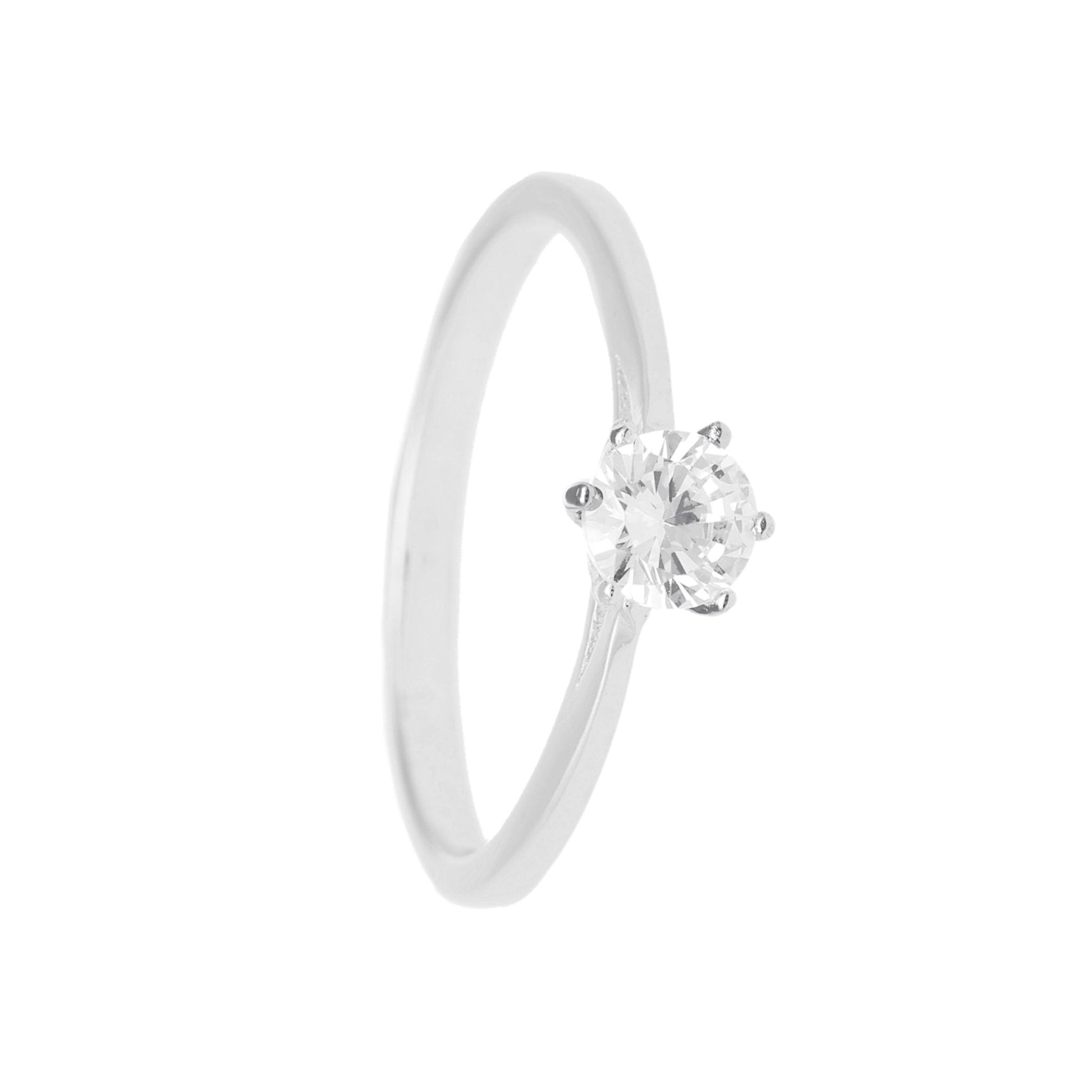 Anel Solitário em Prata com Zircónia - Loja do Ouro