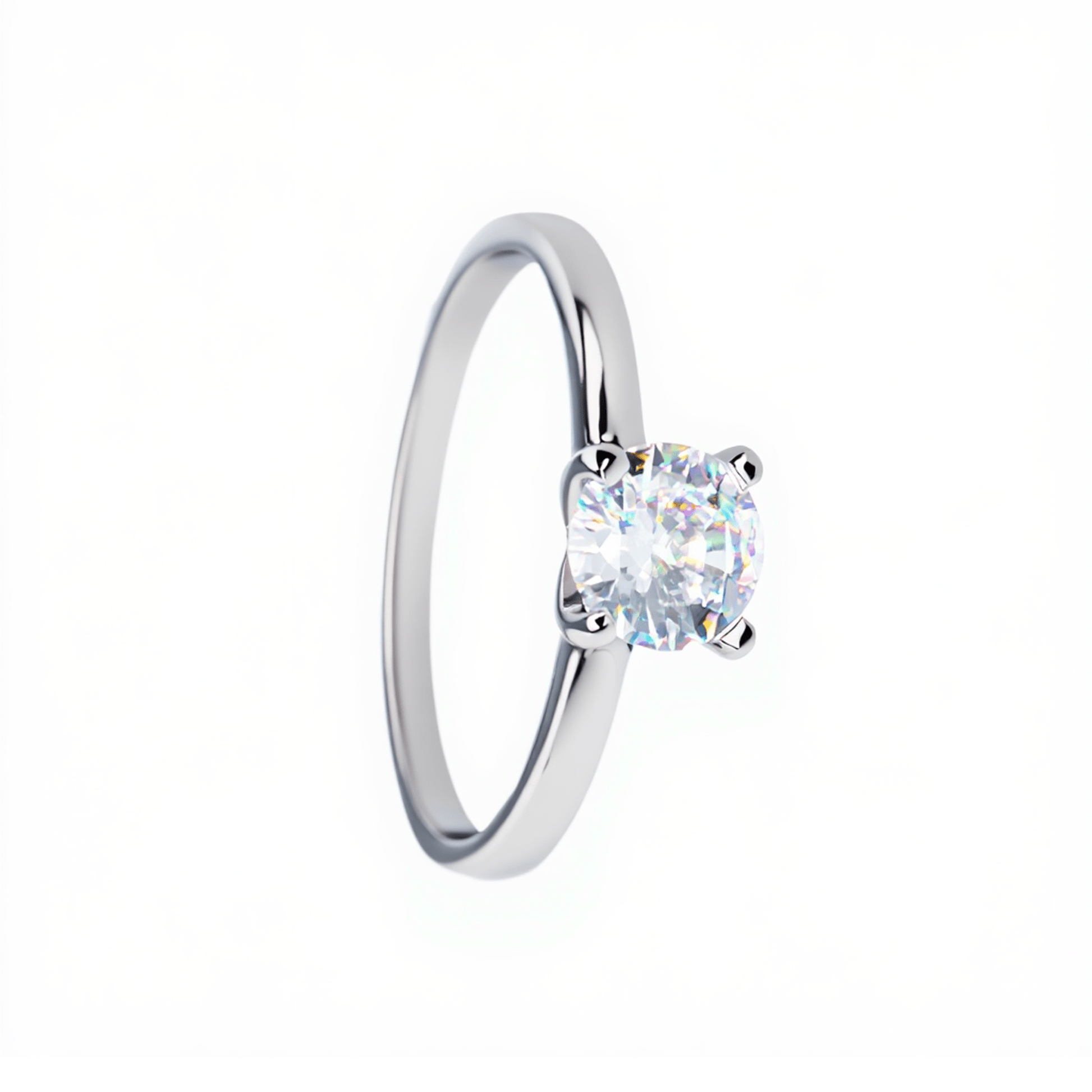 Anel Solitário em Prata com Zirconia (6mm) - Loja do Ouro