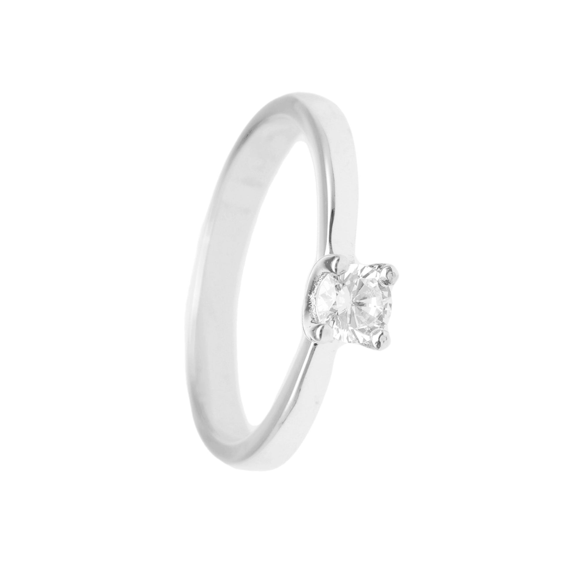 Anel Solitário em Prata com Zircónia (T14) - Loja do Ouro