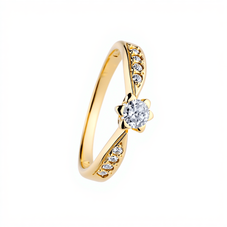 Anillo Imperial Solitaire en oro 19kl con circonia (T16) - Gold Store Premium