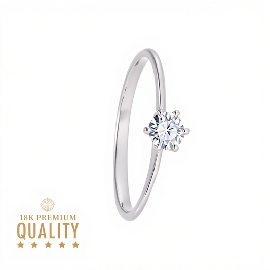 Anel Solitário Lady Bella em Ouro Branco 18kl com Zircónia - Loja do Ouro