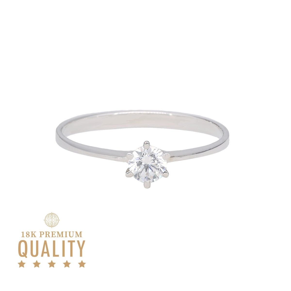 Anel Solitário Lady Bella em Ouro Branco 18kl com Zircónia - Loja do Ouro