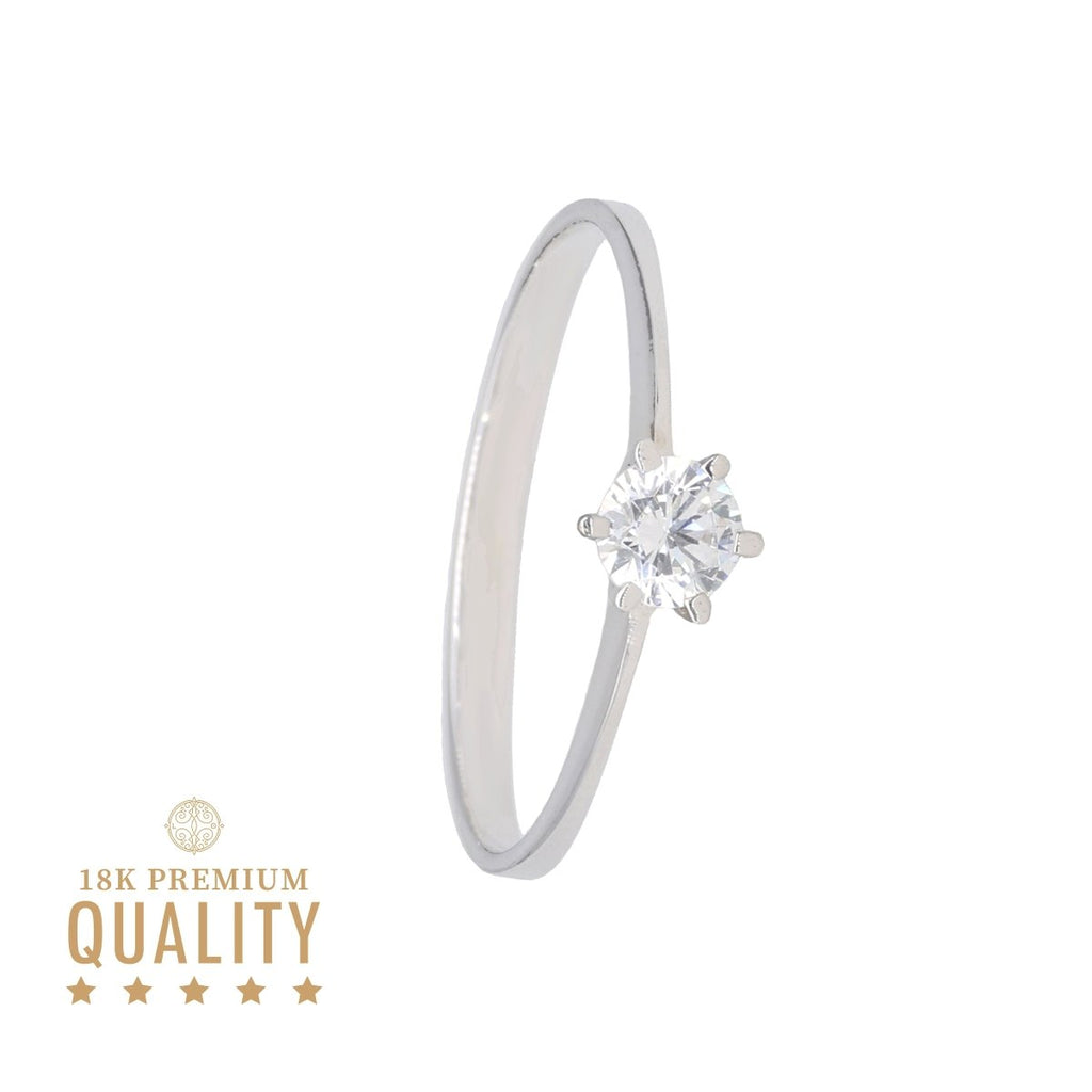 Anel Solitário Lady Bella em Ouro Branco com Zircónia - Loja do Ouro