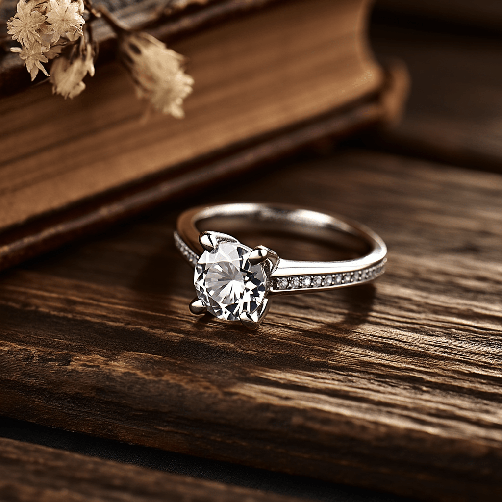 Anel Solitário Lady Emma em Ouro Branco 9kl com Zircónia (T12) - Loja do Ouro