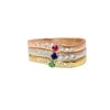 Anel Tricolor Ouro com Diamantes e Pedras Preciosas (T16) - Loja do Ouro