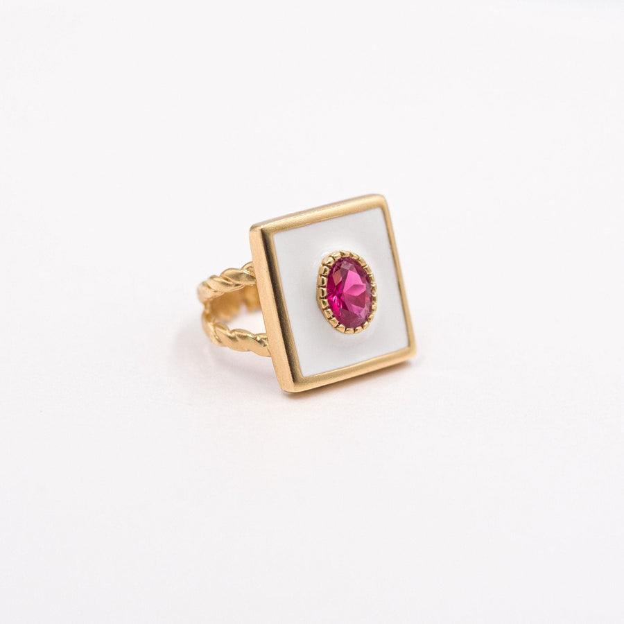 Anillo Vaticano Blanco y Rubí - Gold Store Premium