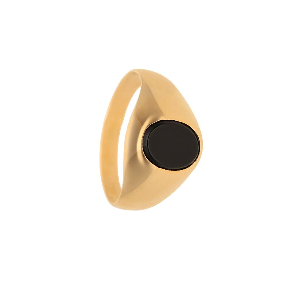 anel em ouro com pedra preta