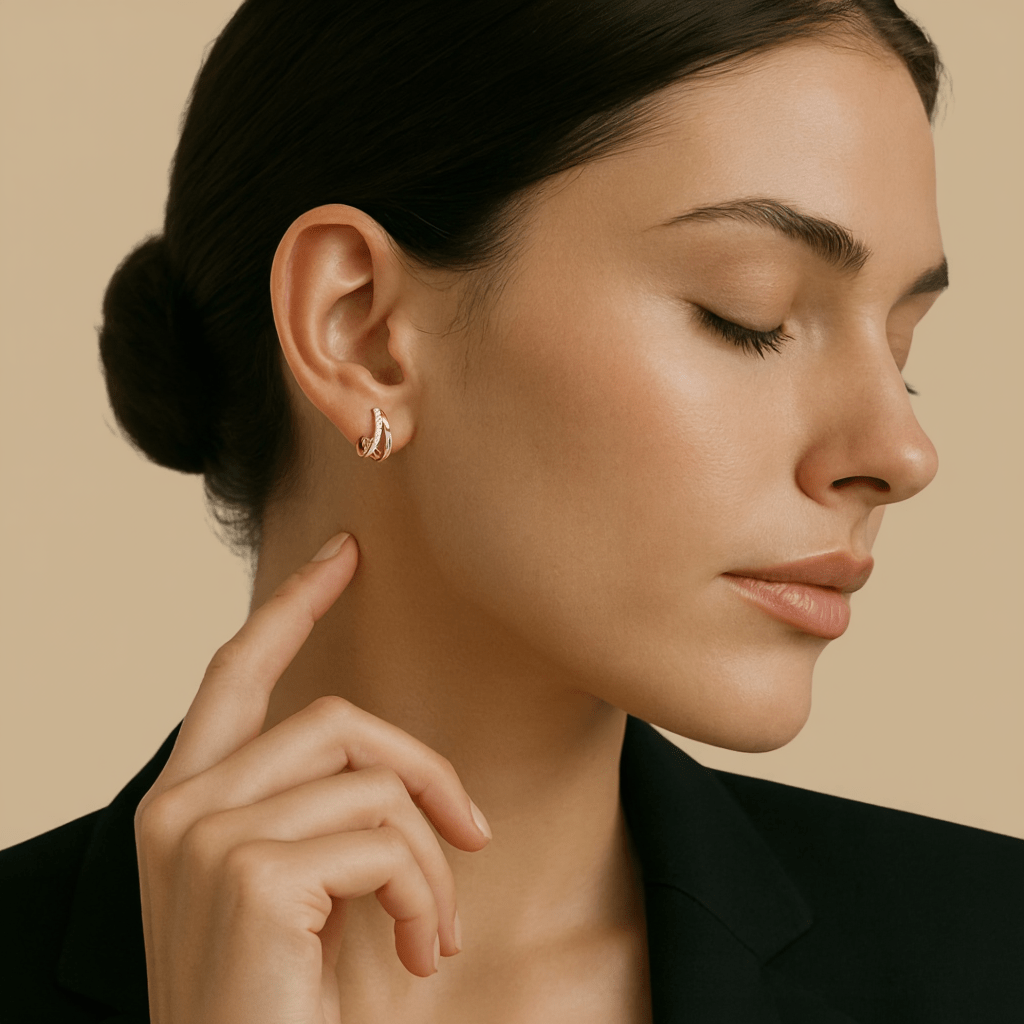 Argolas Duplas em Ouro 19kl com Zircónias (1.3cm) - Loja do Ouro