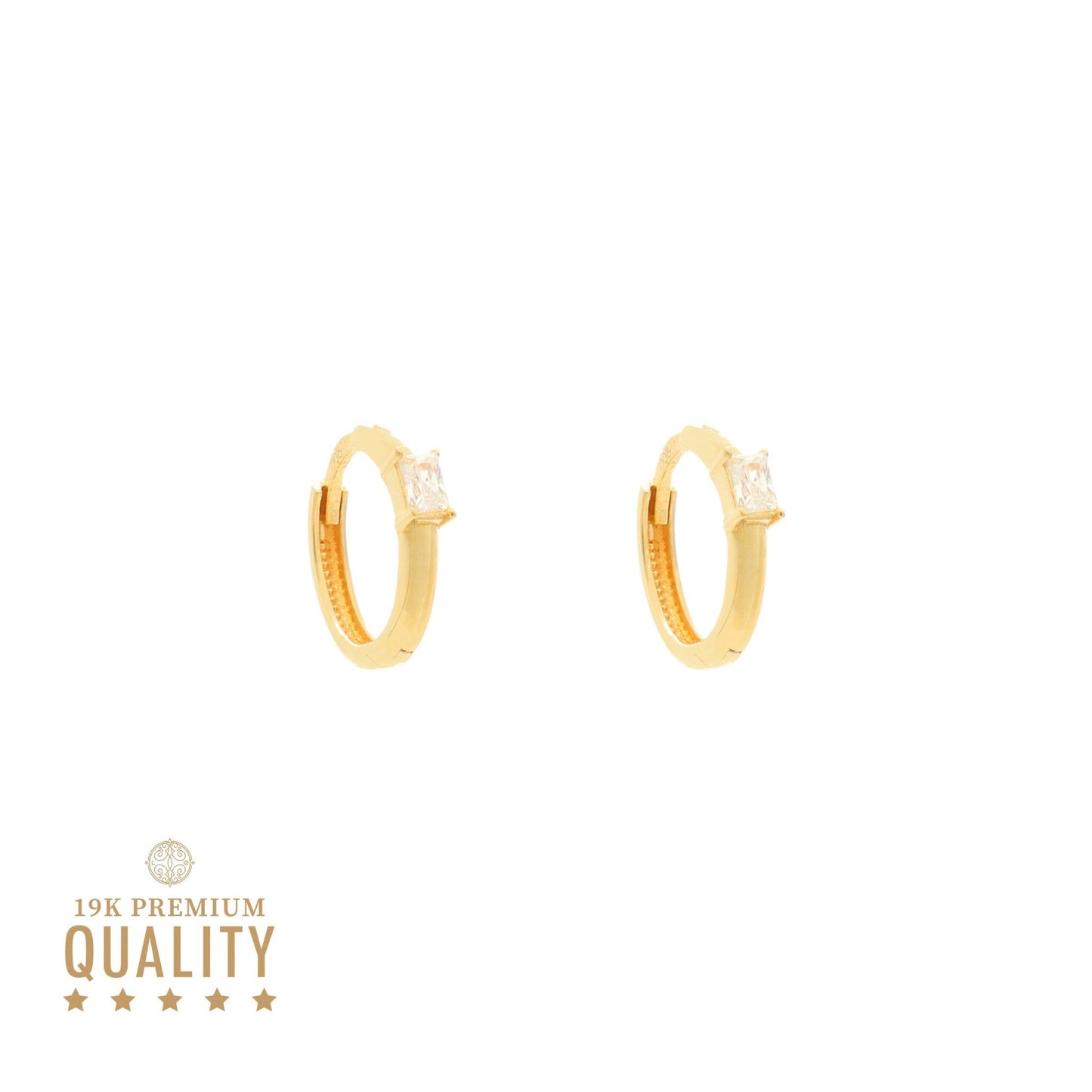 Argolas em Ouro 19.2kl com Zircónia no centro (1.3cm) - Loja do Ouro