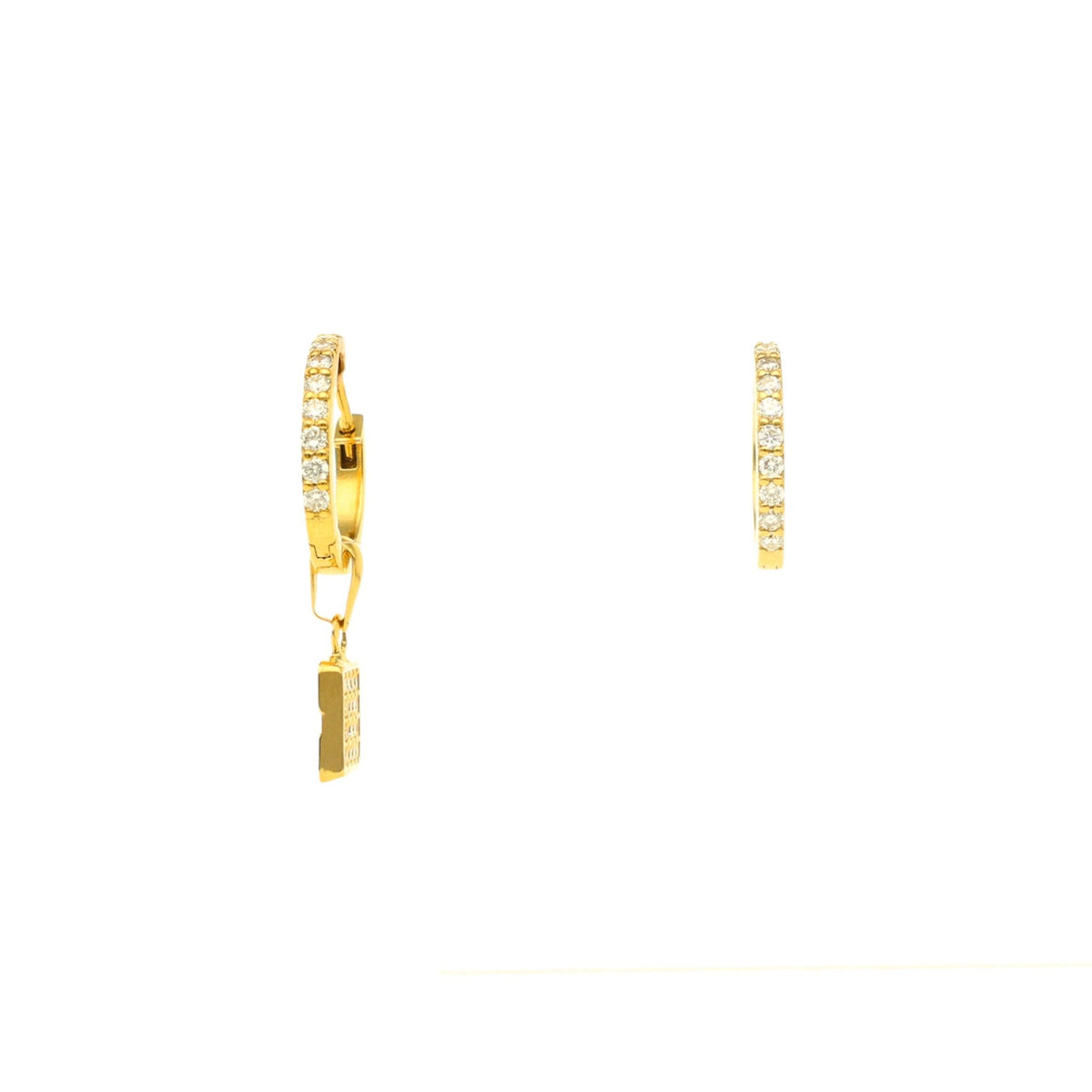 Aros de oro de 19 kl con colgante cuadrado y circonia (1