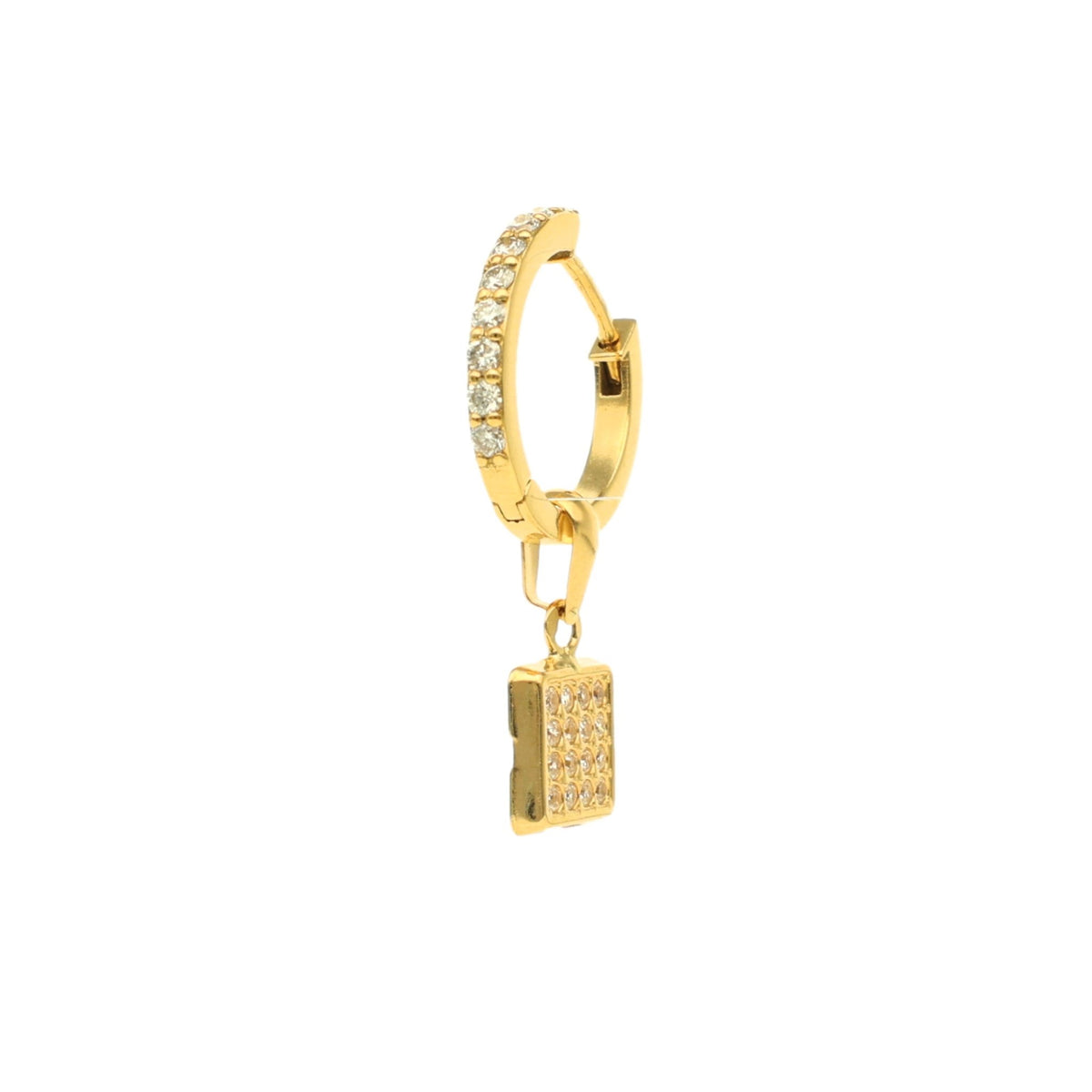 Aros de oro de 19 kl con colgante cuadrado y circonia (1