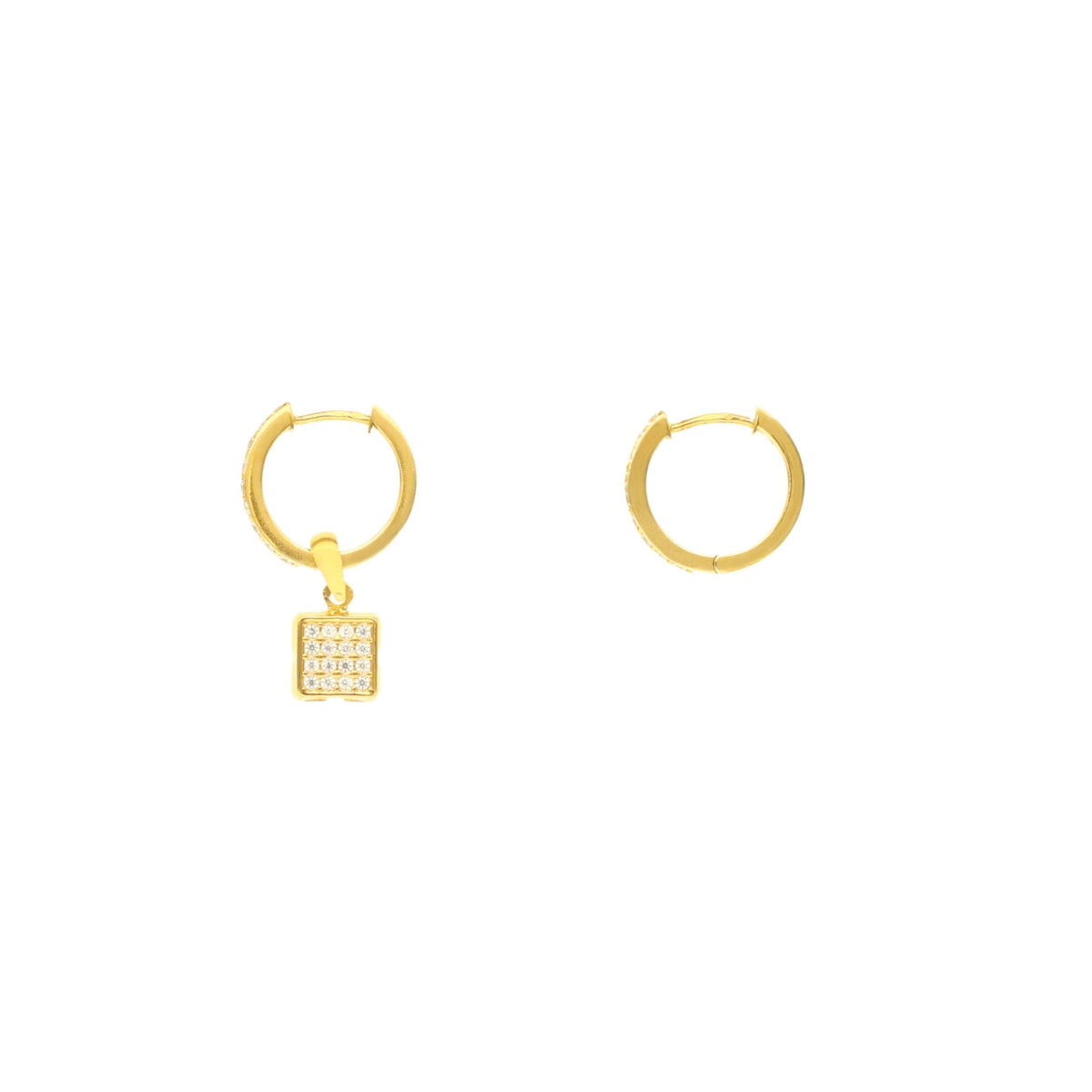 Aros de oro de 19 kl con colgante cuadrado y circonia (1