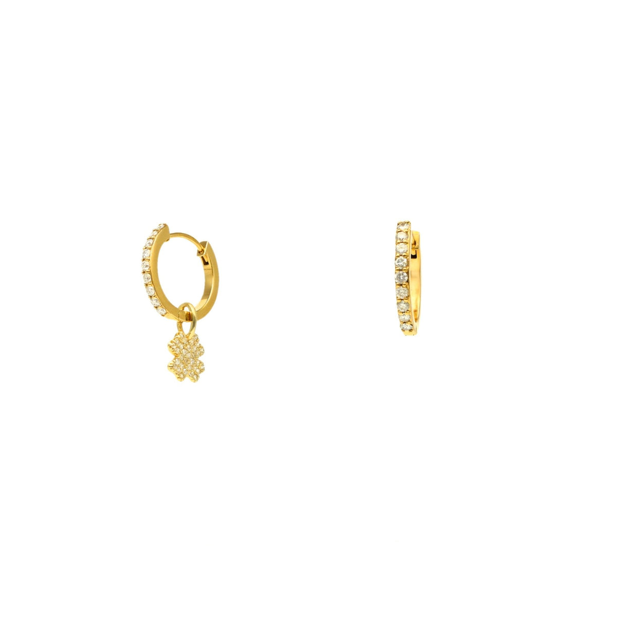 Aros de oro de 19 kl con trébol y circonia (1