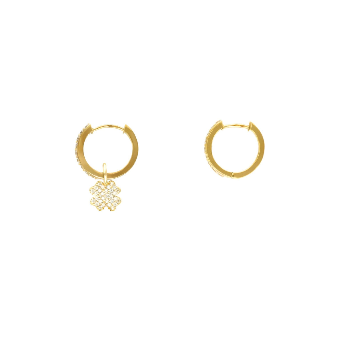 Aros de oro de 19 kl con trébol y circonia (1