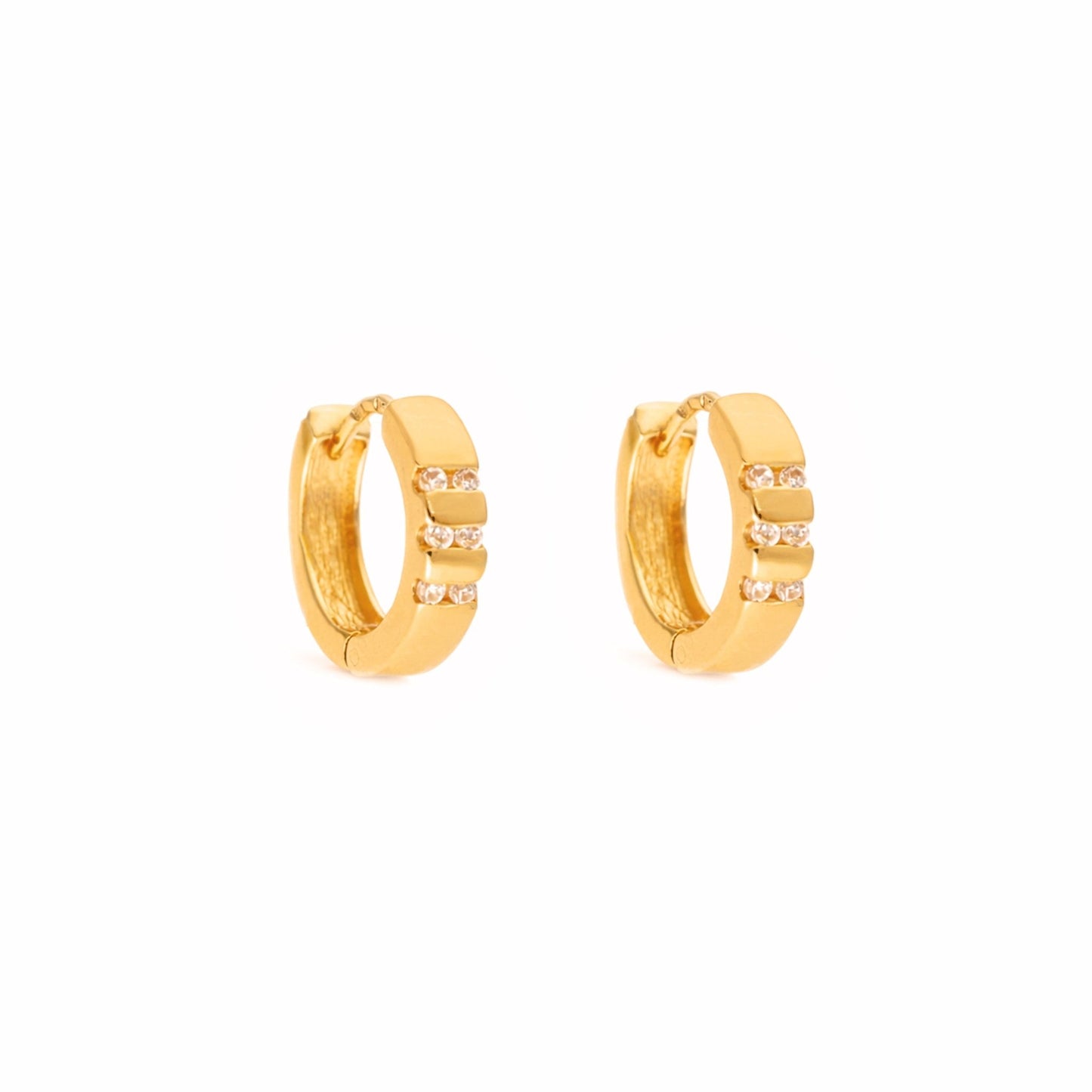Argolas em Ouro 19kl com Zircónias (1.26cm) - Loja do Ouro