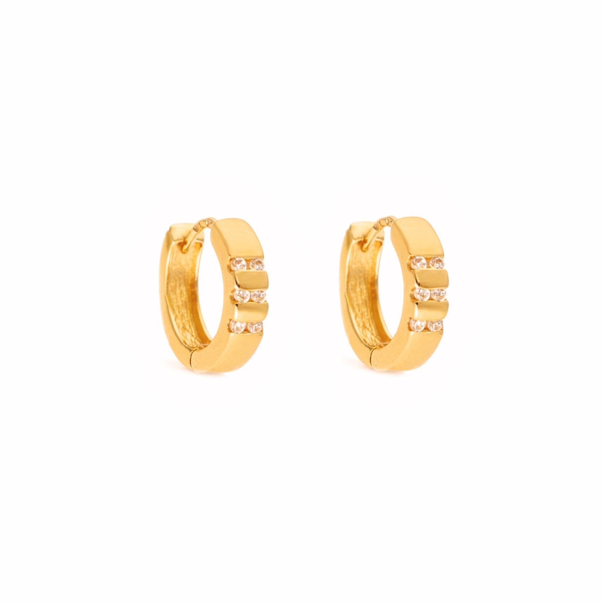 Argolas em Ouro 19kl com Zircónias (1.26cm) - Loja do Ouro
