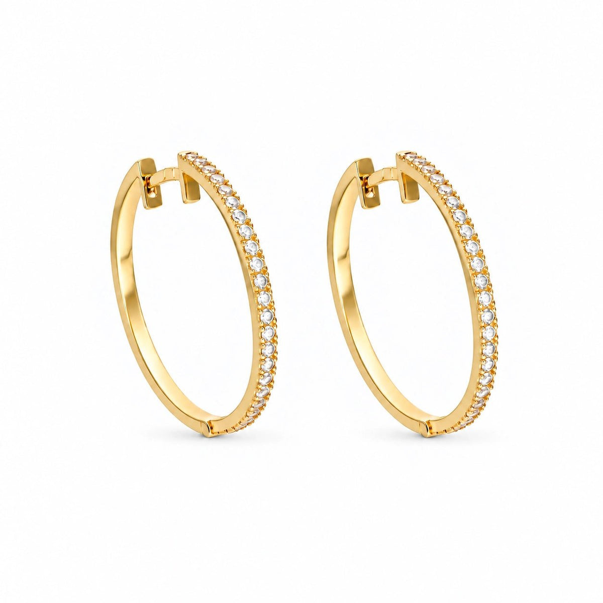 Argolas em Ouro 19kl com Zircónias (2.4cm) - Loja do Ouro