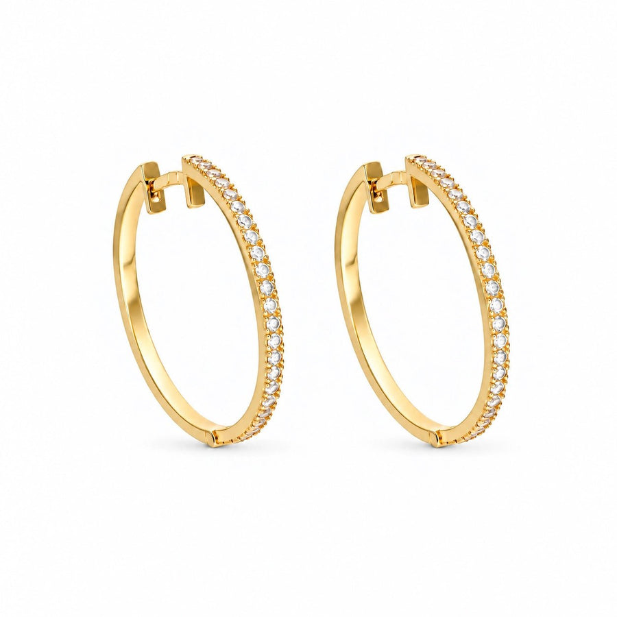 Argolas em Ouro 19kl com Zircónias (2.4cm) - Loja do Ouro