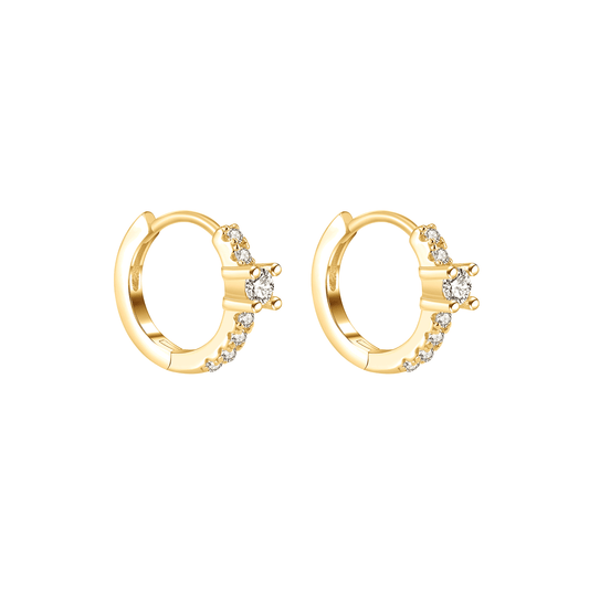 Argolas em Prata Dourada com Zircónias (1.1cm) - Loja do Ouro