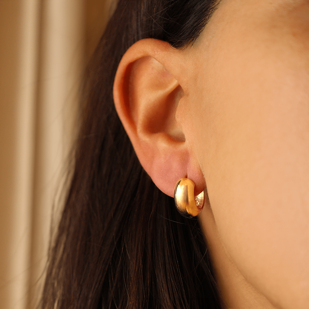 Argolas Largas em Prata Dourada (1.2cm) - Loja do Ouro