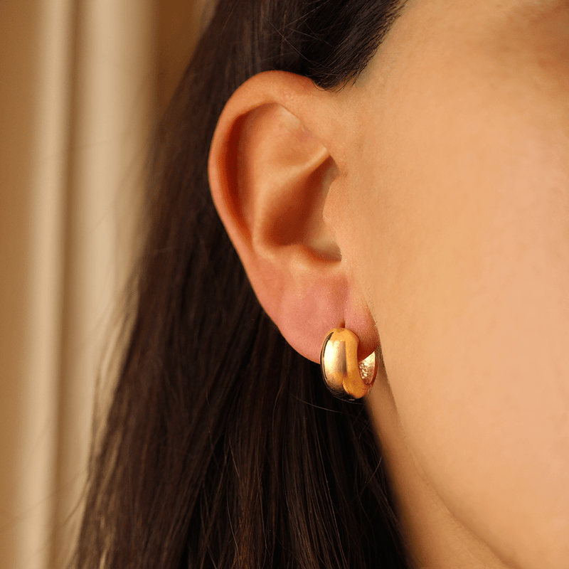 Argolas Largas em Prata Dourada (1.2cm) - Loja do Ouro