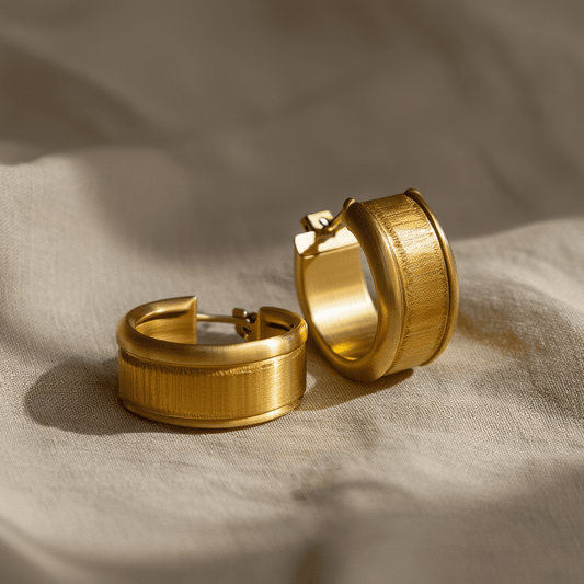 Argolas Largas Escovadas em Ouro 19kl (1.5cm) - Loja do Ouro