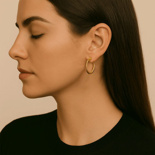 Argolas Médias Raiadas em Ouro 19kl (2.8cm) - Loja do Ouro