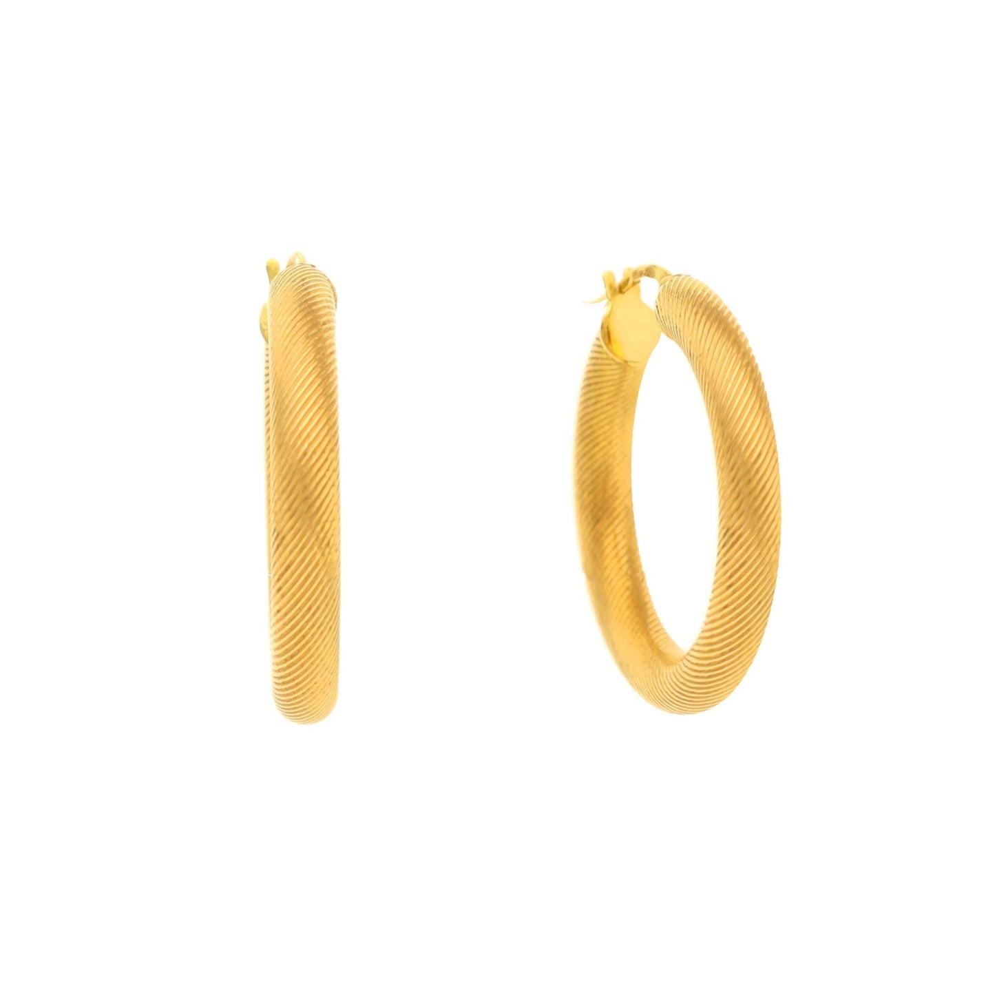 Argolas Médias Raiadas em Ouro 19kl (2.8cm) - Loja do Ouro