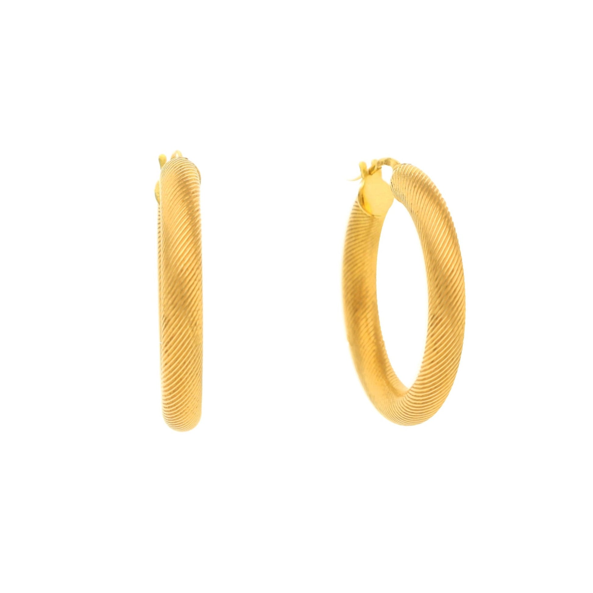 Argolas Médias Raiadas em Ouro 19kl (2.8cm) - Loja do Ouro