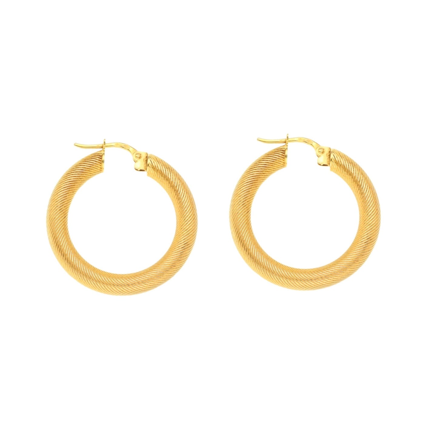 Argolas Médias Raiadas em Ouro 19kl (2.8cm) - Loja do Ouro