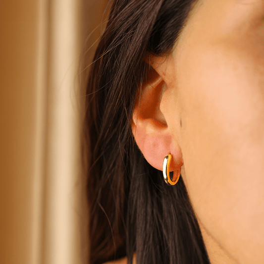 Argolas Ovais em Prata Dourada (1.1cm) - Loja do Ouro