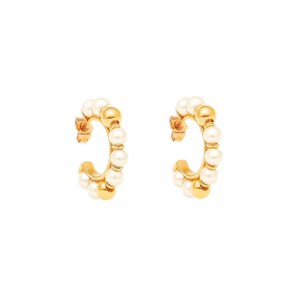 Argolas Pequenas com Pérolas em Ouro 19kl (1.8cm) - Loja do Ouro