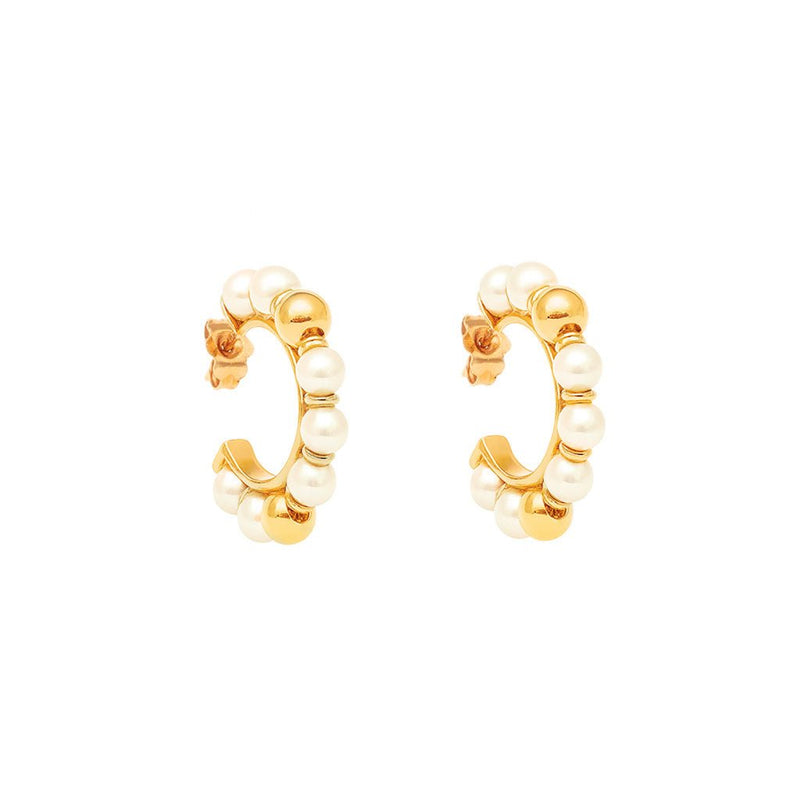 Argolas Pequenas com Pérolas em Ouro 19kl (1.8cm) - Loja do Ouro